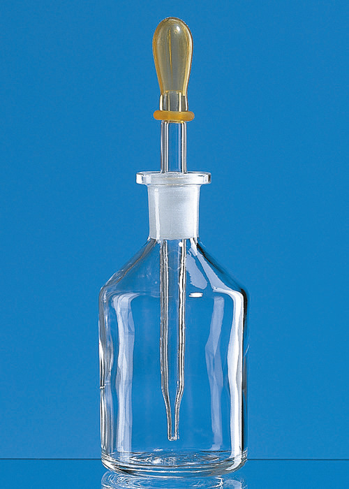 滴瓶, 钠钙玻璃, 透明, 带滴管和橡胶帽