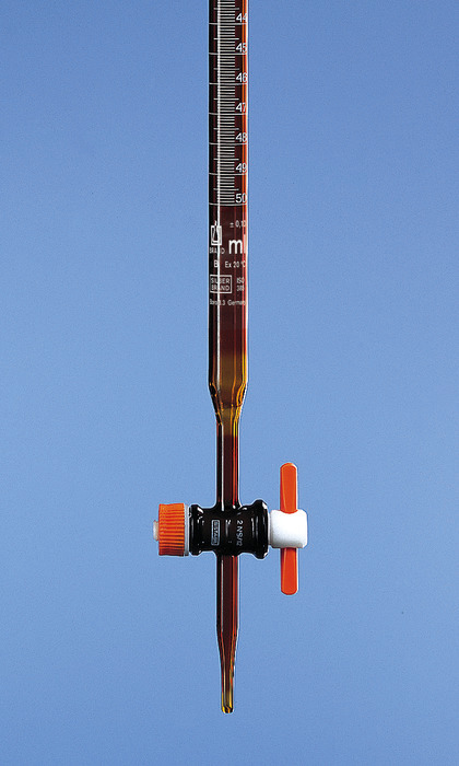 滴定管, SILBERBRAND, B级, 硼 3.3, 棕色, 直旋塞, PTFE 栓塞