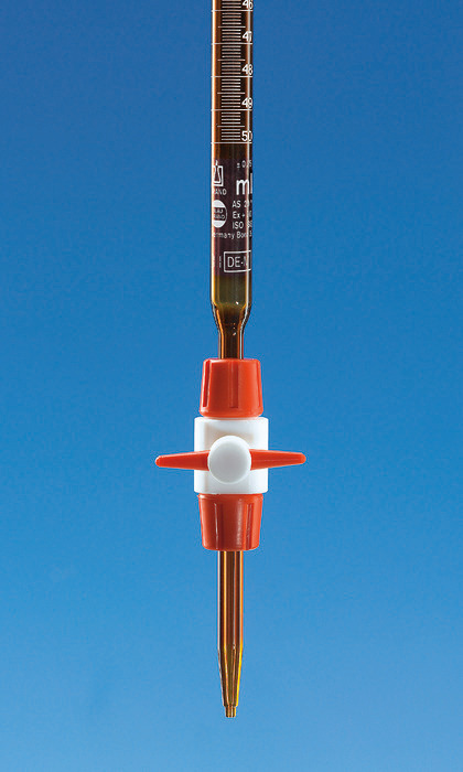 紧凑-滴定管, BLAUBRAND®, AS级, 硼 3.3, DE-M, 棕色, 带 PTFE 旋塞