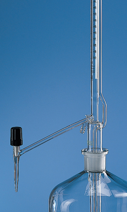 自动回零滴定管 Pellet 型, SILBERBRAND, B级, 无中间旋塞, 侧滴型阀芯, 黑色 Schellbach 条