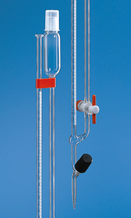 Bang 型微量滴定管, BLAUBRAND®, AS级, 硼 3.3, DE-M, 直滴型阀芯, 蓝色 Schellbach 条