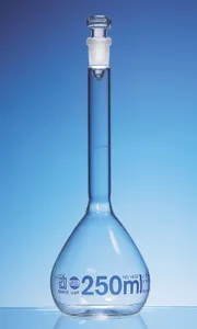 容量瓶, BLAUBRAND®, A级, DE-M, 硼 3.3, 带玻璃塞, USP 批次证书