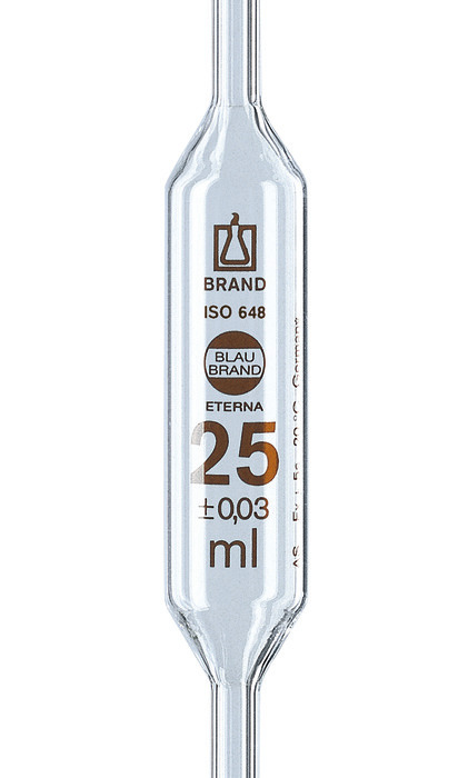 胖肚移液管, BLAUBRAND® ETERNA, AS级, 单刻度, AR-GLAS®, DE-M